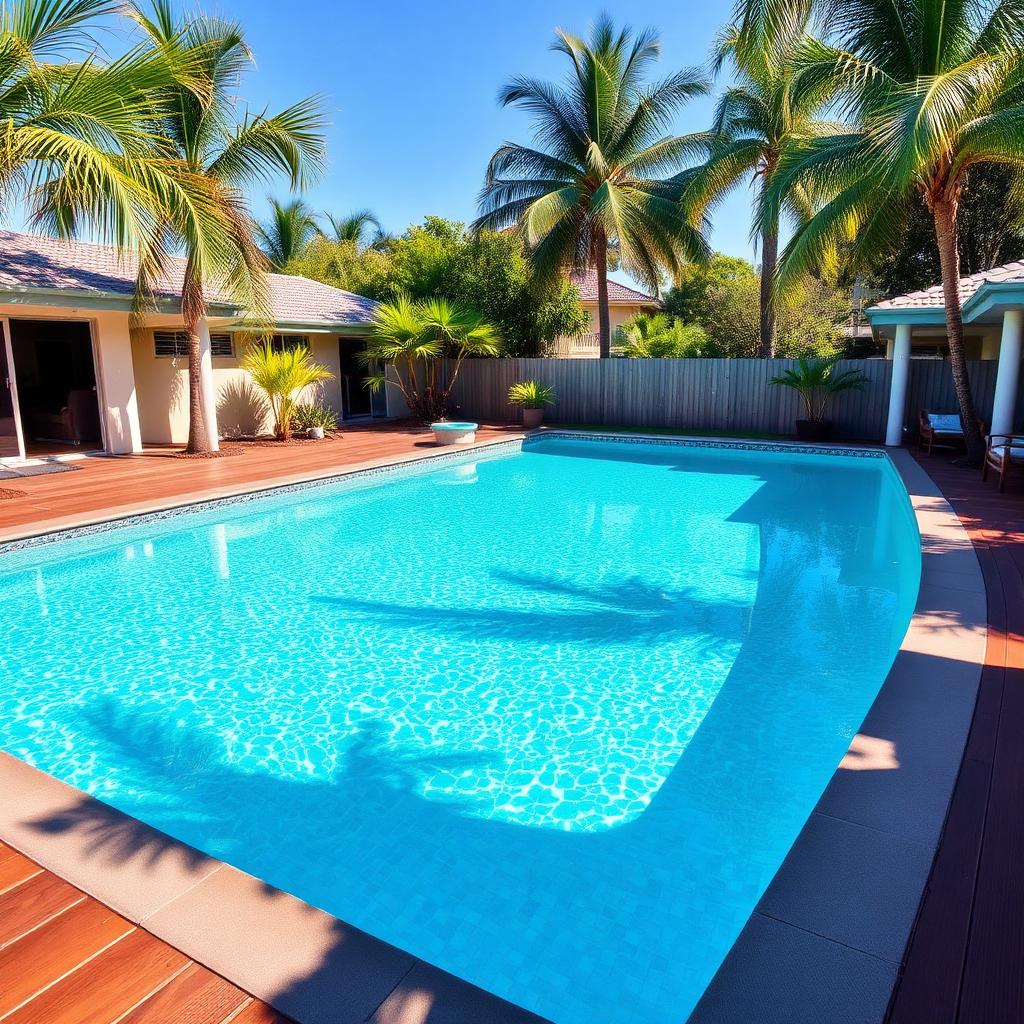 Clean backyard pool in Springfield Lakes 4300 serviced by Pool Fast Services & Repair